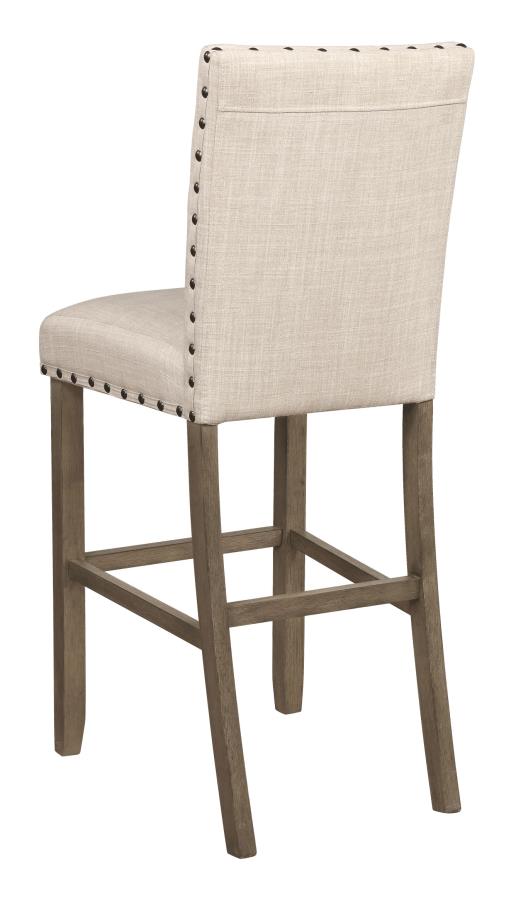 Upholstered Bar Stools with Nailhead Trim Beige (Set of 2)_2