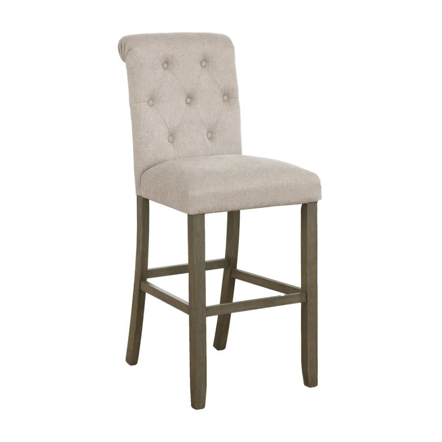Tufted Back Bar Stools Beige and Rustic Brown (Set of 2)_1
