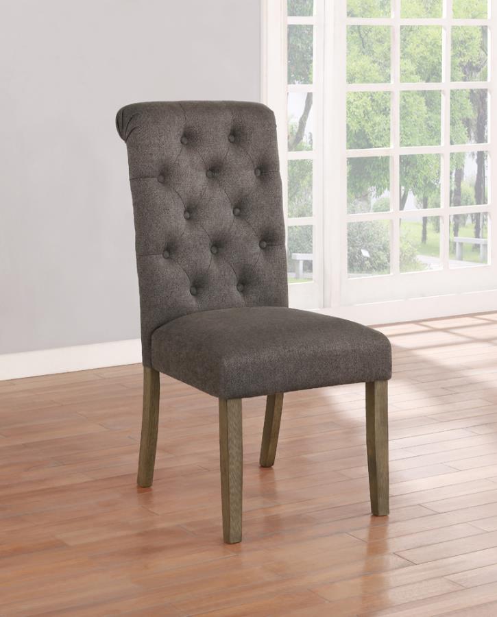 Calandra Tufted Back Side Chairs Rustic Brown and Grey (Set of 2)_0