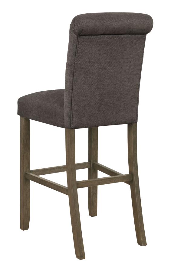 Tufted Back Bar Stools Grey and Rustic Brown (Set of 2)_2