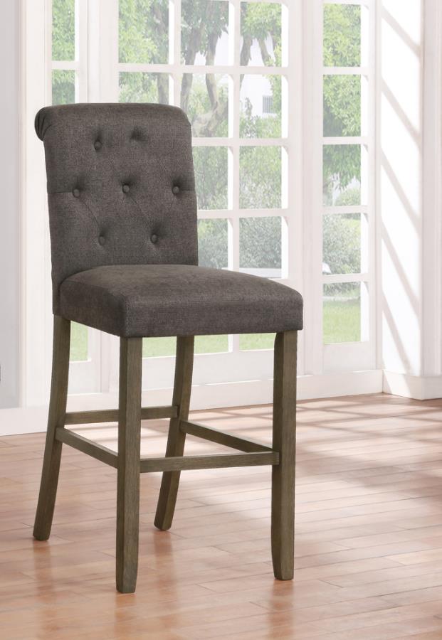 Tufted Back Bar Stools Grey and Rustic Brown (Set of 2)_0