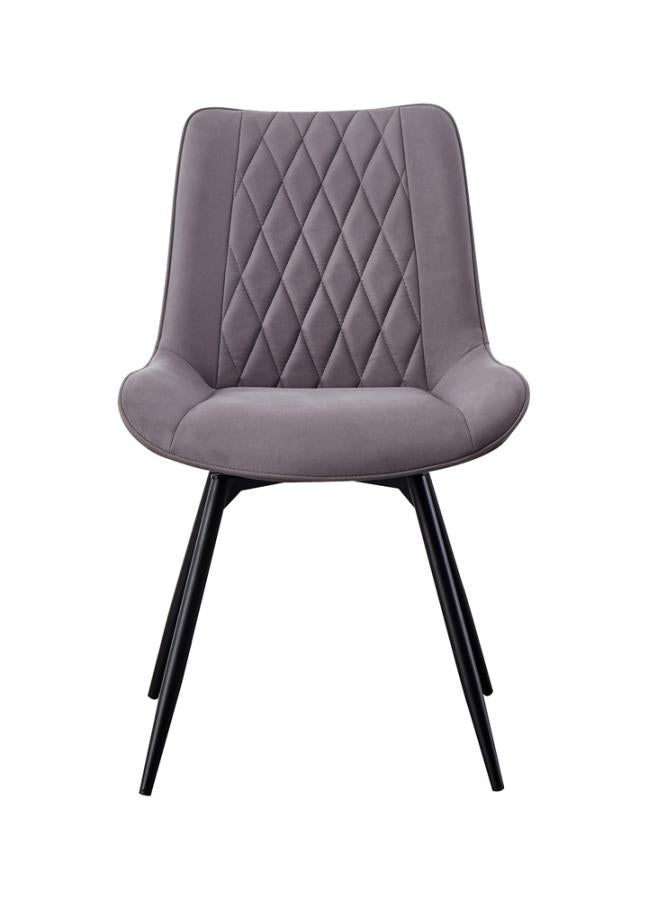 Upholstered Tufted Swivel Dining Chairs Grey and Gunmetal (Set of 2)_2