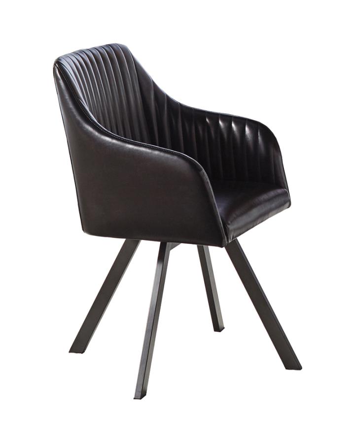 Tufted Sloped Arm Swivel Dining Chair Black and Gunmetal_1