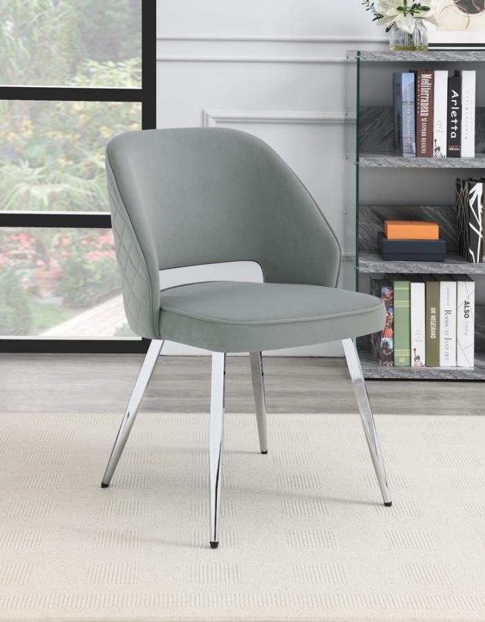 Heather Upholstered Dining Chairs with Open Back (Set of 2) Grey and Chrome_0