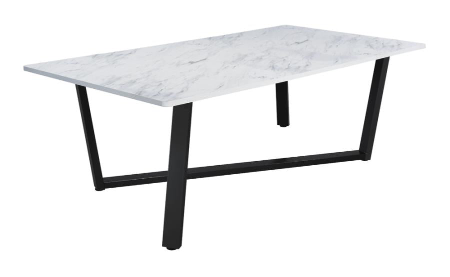 Mayer Rectangular Dining Table Faux White Marble and Gunmetal_5