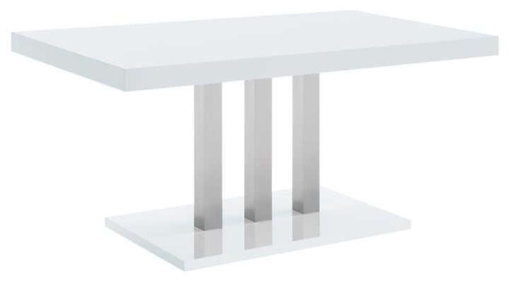 Brooklyn Rectangular Dining Table White High Gloss and Chrome_0