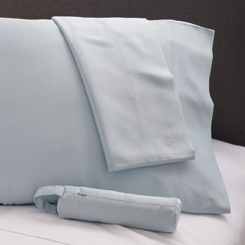 Satin Standard Travel Pillowcase Pair, Blue_0