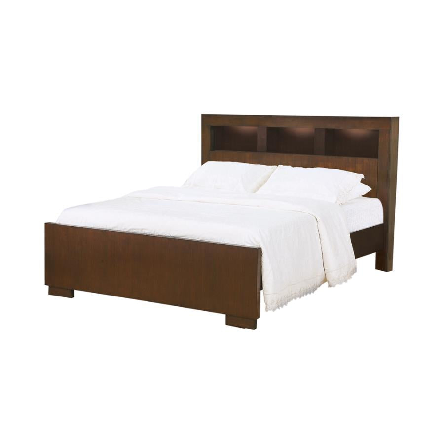 Jessica Eastern King Bed with Storage Headboard Cappuccino_1