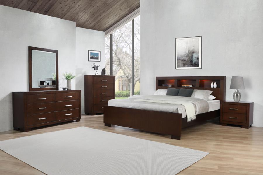 Jessica Bedroom Set with Bookcase Headboard Cappuccino_0