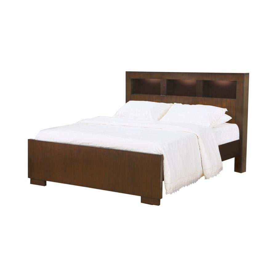 Jessica Queen Bed with Storage Headboard Cappuccino_1