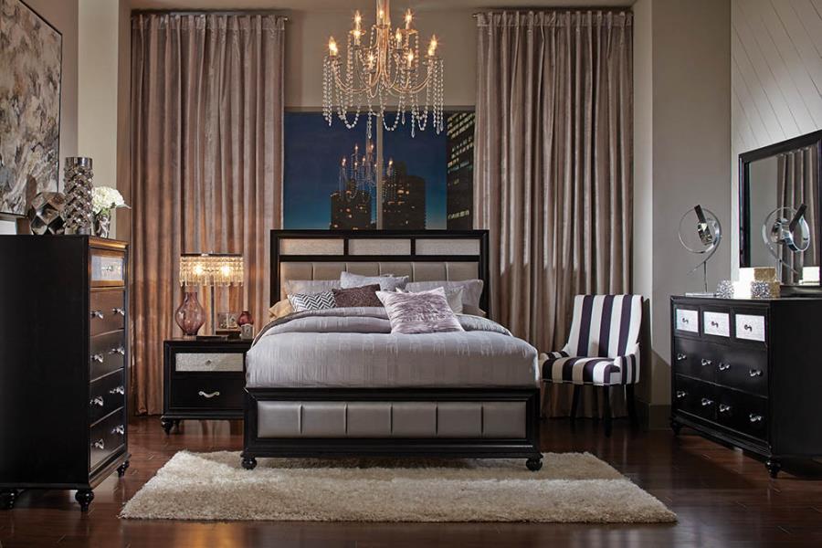 Barzini California King Upholstered Bed Black and Grey_0