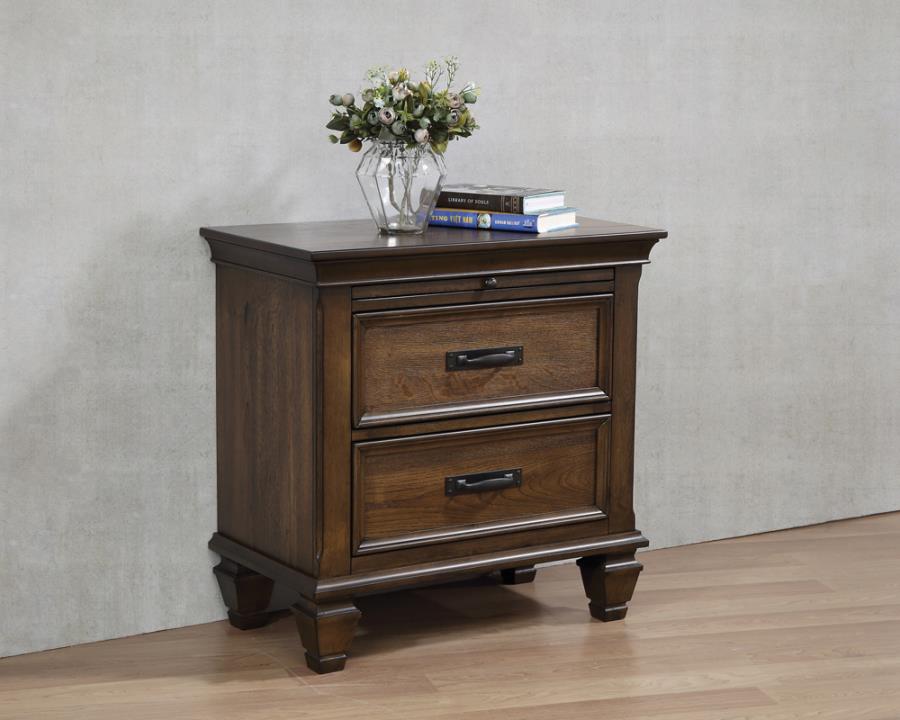 2-drawer Nightstand with Pull Out Tray Burnished Oak_0