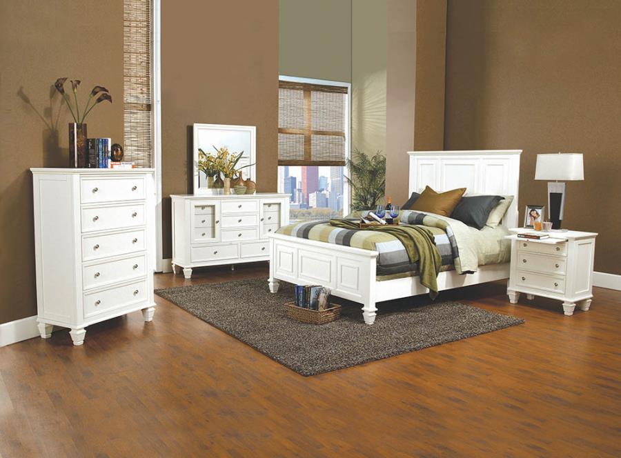 Sandy Beach Eastern King Panel Bed with High Headboard White_0