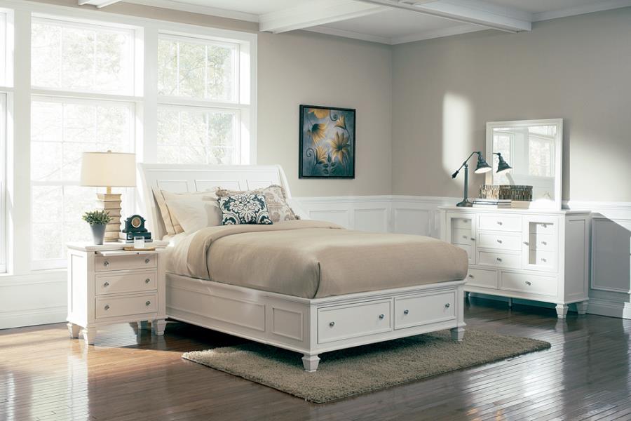 Sandy Beach Eastern King Storage Sleigh Bed White_1