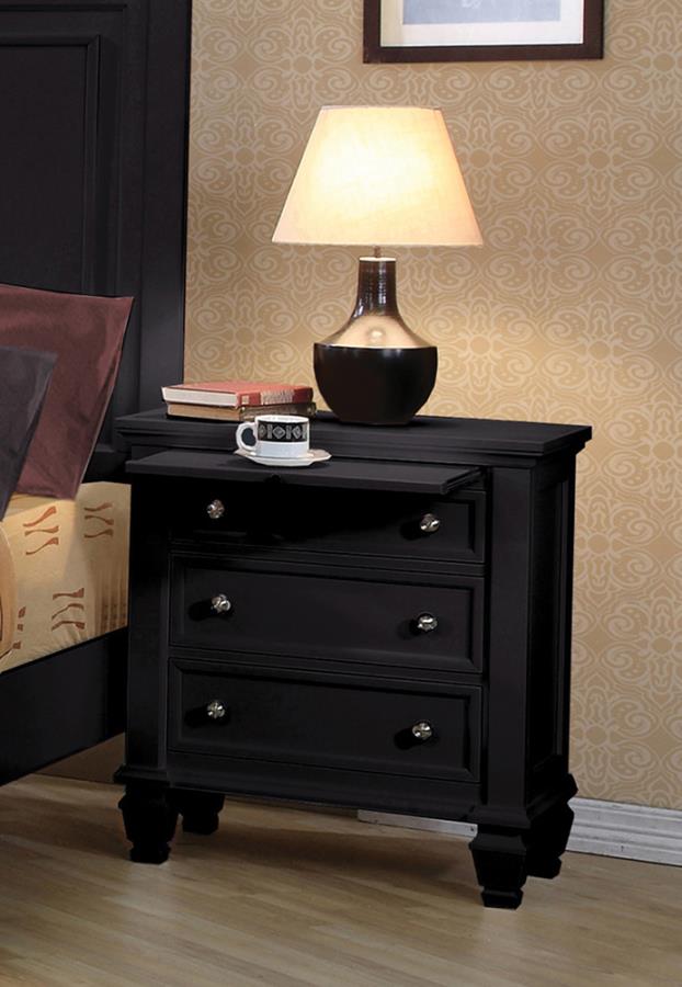 Sandy Beach 3-drawer Nightstand Black_1