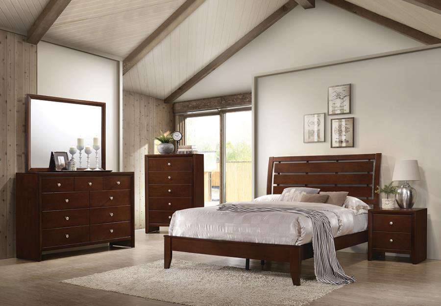 Serinity Full Panel Bed with Cut-out Headboard Rich Merlot_1