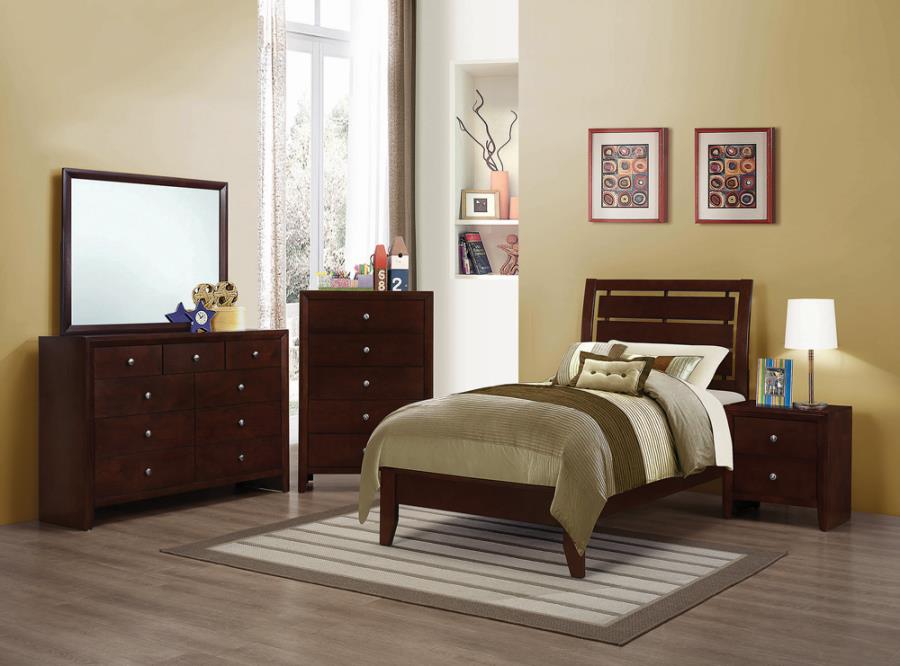 Serinity Twin Panel Bed with Cut-out Headboard Rich Merlot_1