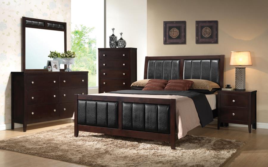Carlton 4-piece Full Upholstered Bedroom Set Cappuccino and Black_0