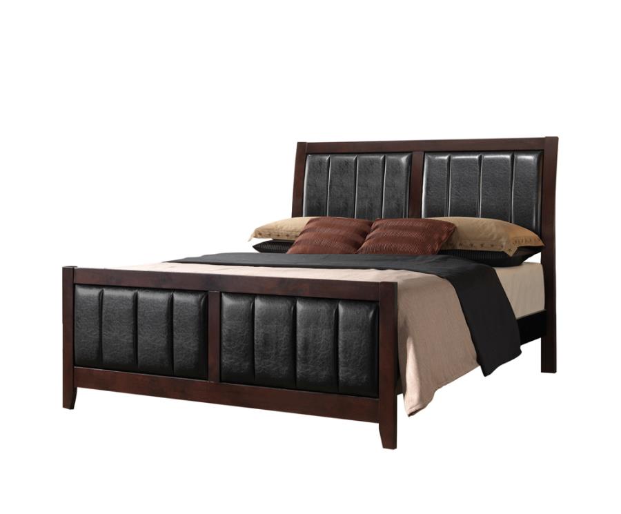Carlton Full Upholstered Panel Bed Cappuccino and Black_1