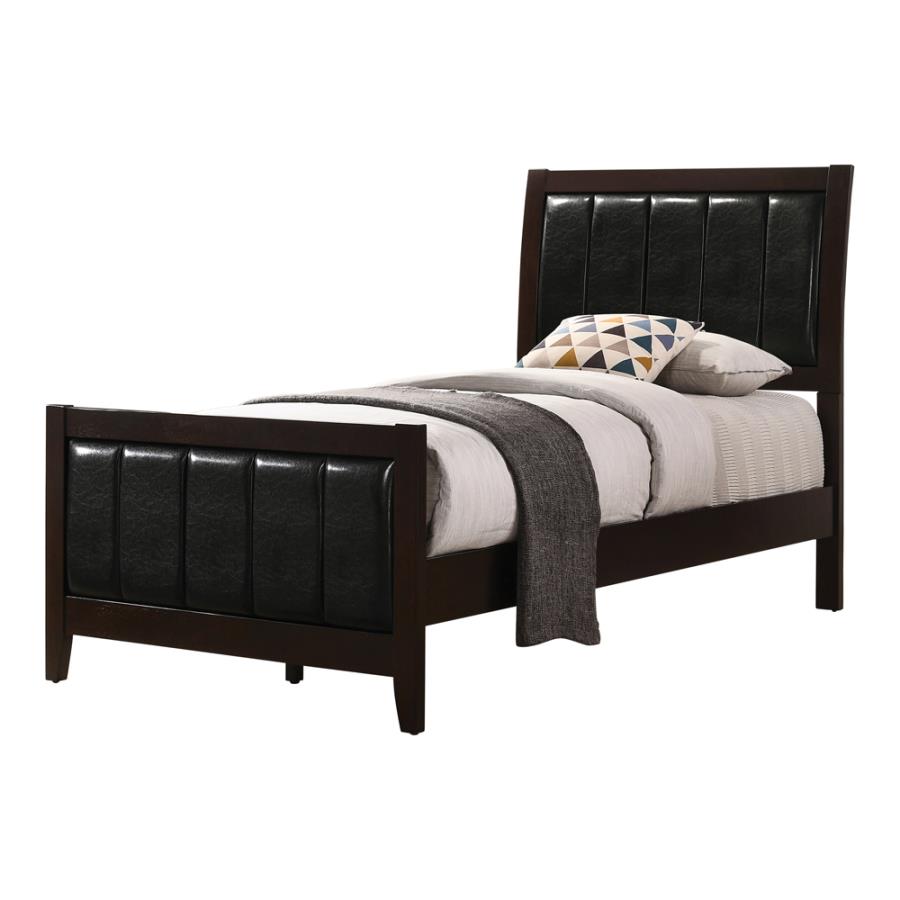 Carlton Twin Upholstered Panel Bed Cappuccino and Black_1