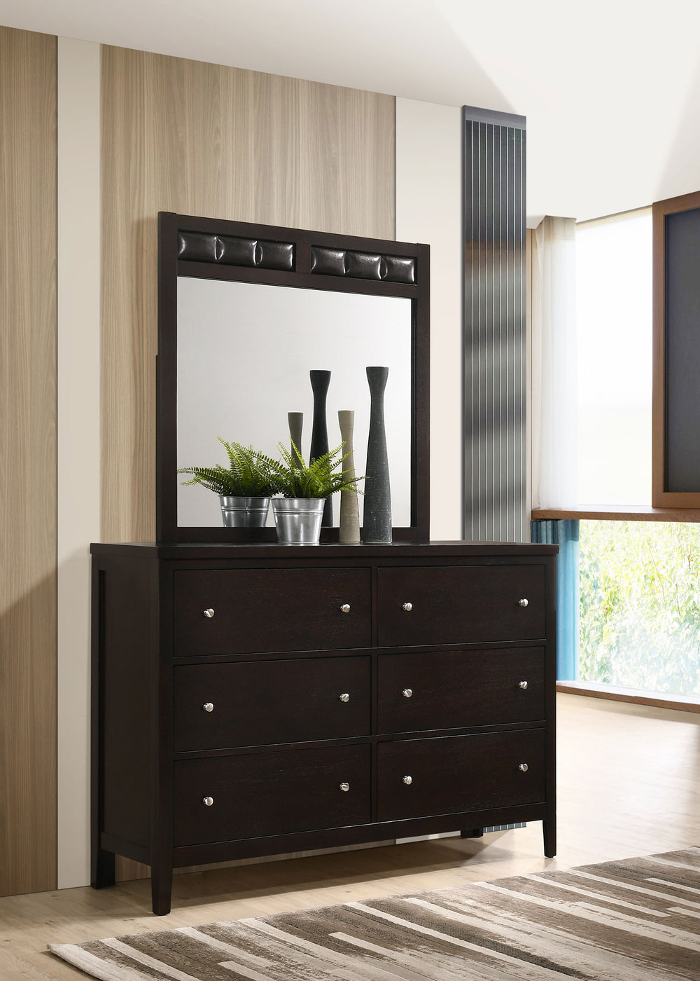 Carlton 6-drawer Rectangular Dresser with Mirror Cappuccino_1