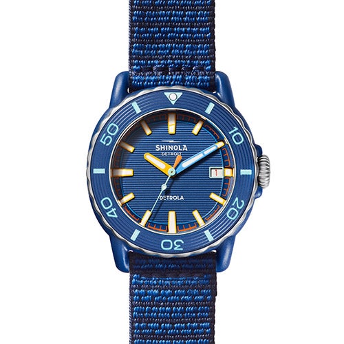 Unisex Sea Creatures Detrola Sea Blue Woven Strap Watch Blue Dial_0