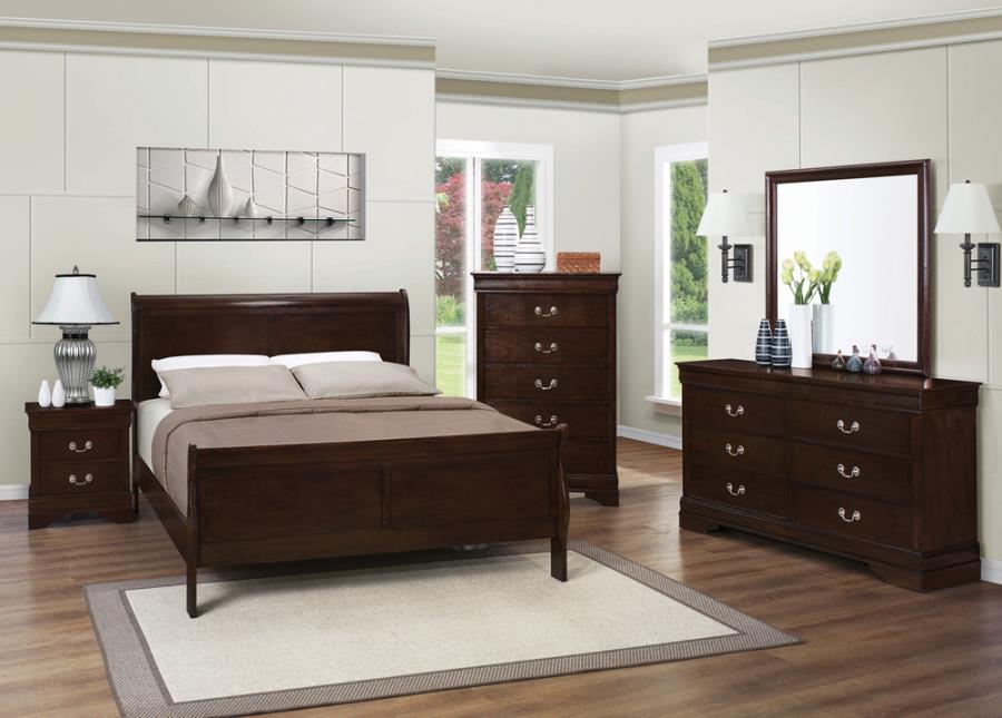 Louis Philippe Full Panel Sleigh Bed Cappuccino_1