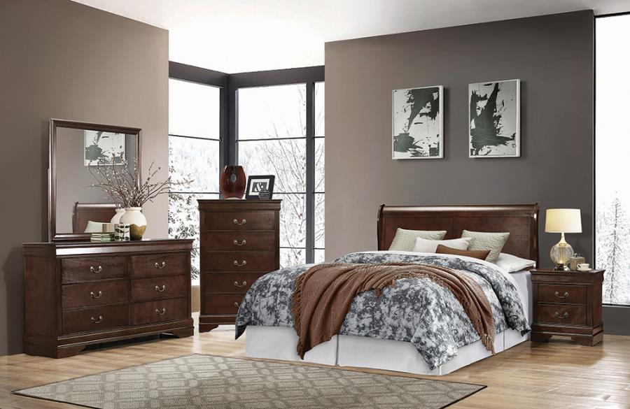 Louis Philippe Full Panel Sleigh Bed Cappuccino_0