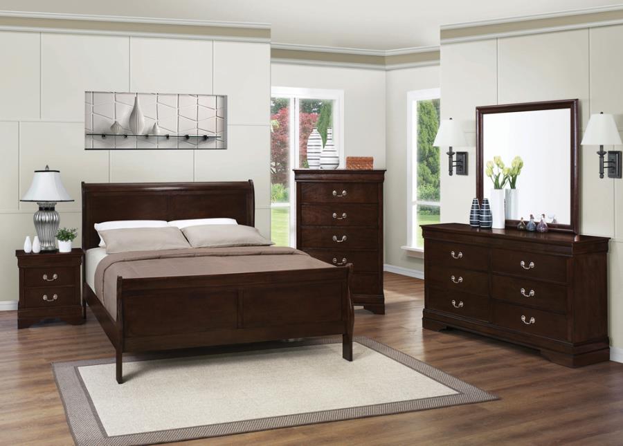 Louis Philippe Eastern King Panel Sleigh Bed Cappuccino_1