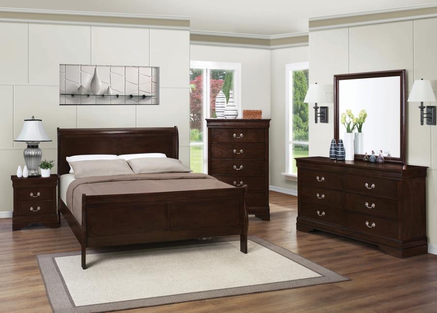 Louis Philippe Queen Panel Sleigh Bed Cappuccino_1