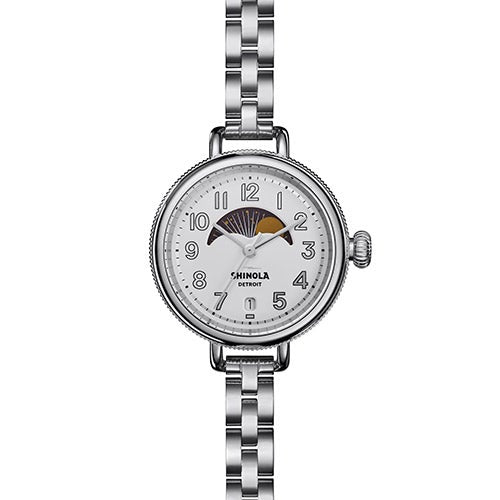 Ladies' Birdy Moon Phase Silver-Tone Stainless Steel Watch, Silver Dial_0