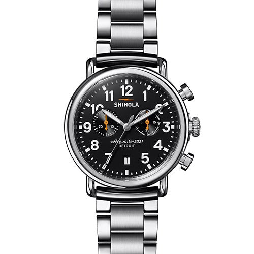 Unisex Runwell Chrono Silver-Tone Stainless Steel Watch Black Dial_0