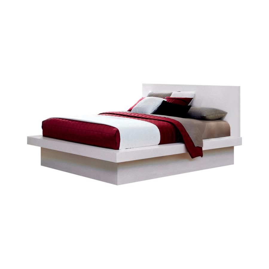 Jessica Queen Platform Bed with Rail Seating White_2
