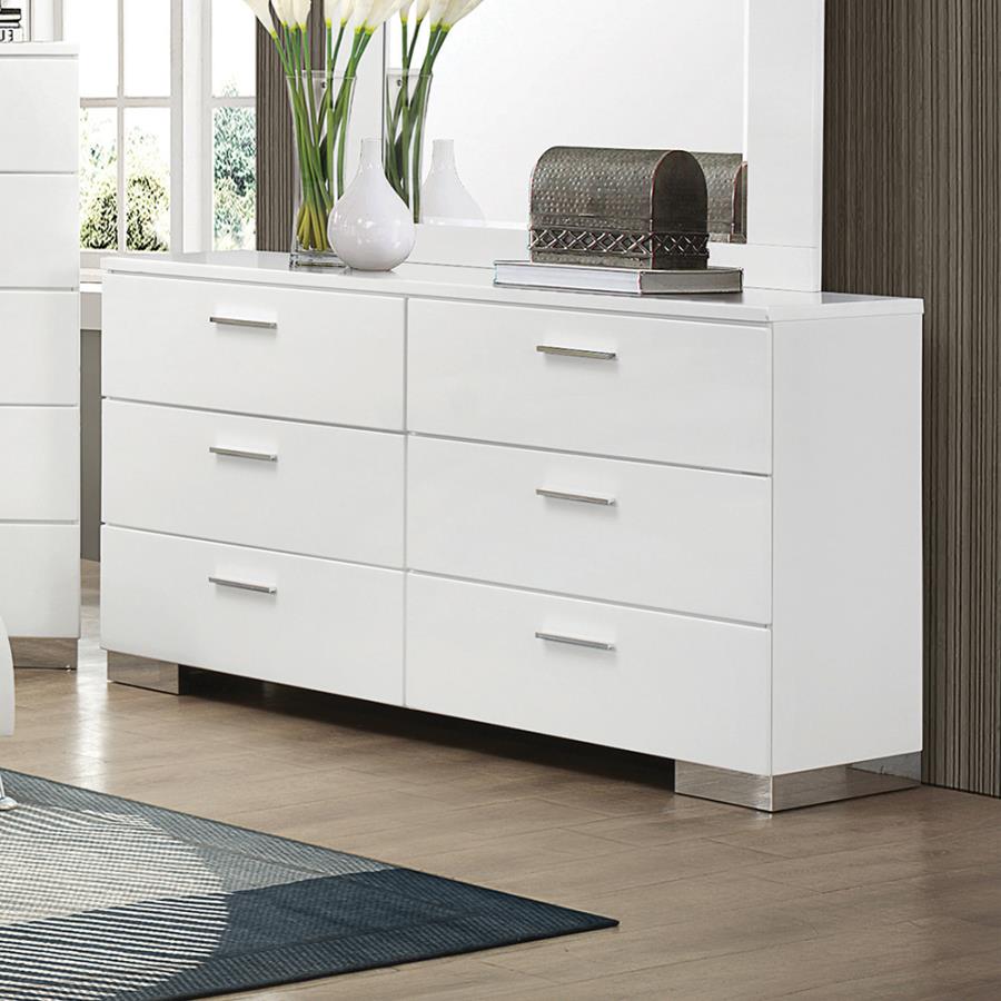 Felicity 6-drawer Dresser Glossy White_0