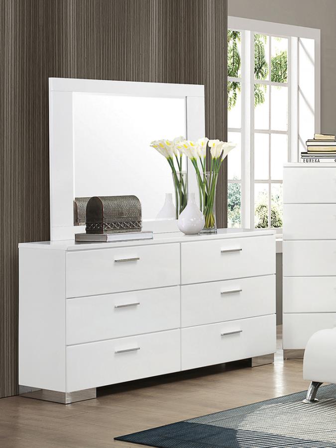 Felicity Rectangle Dresser Mirror Glossy White_1