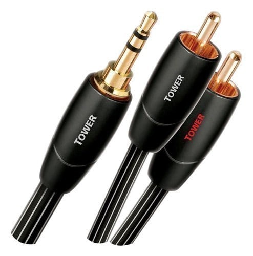 AudioQuest - Tower 9.8' 3.5mm-to-RCA Interconnect Cable - Black/White_1