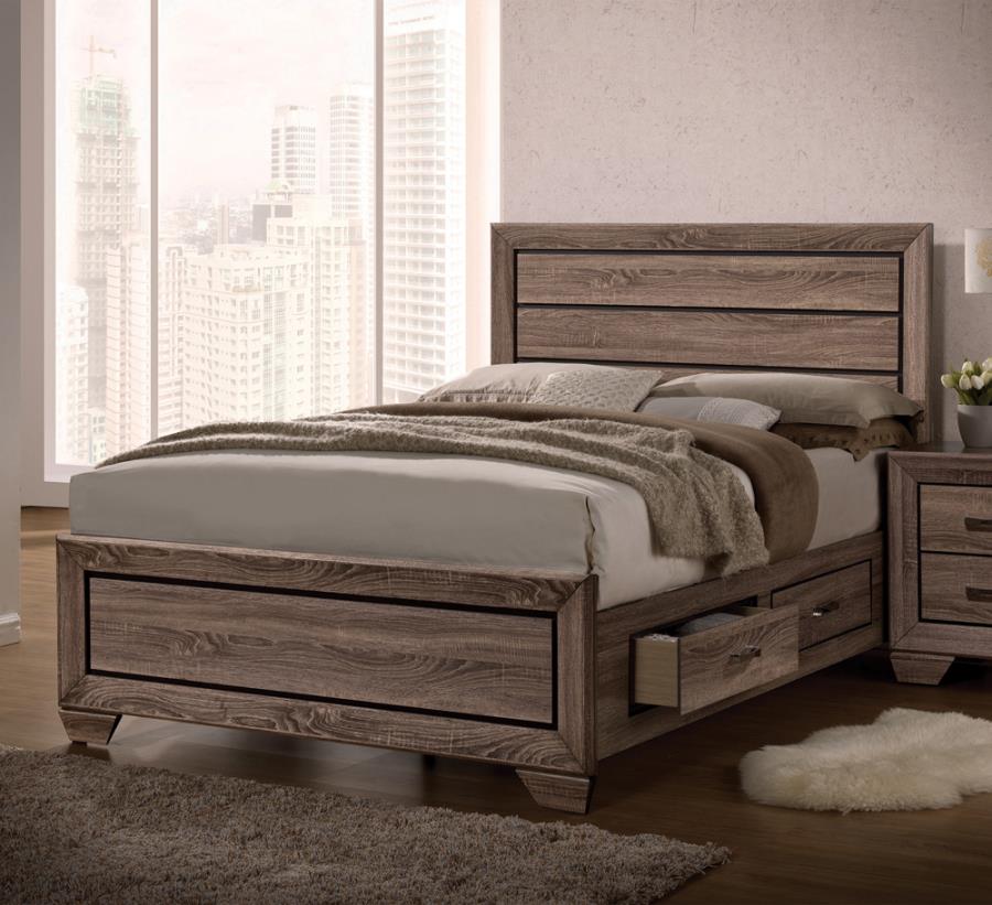 Kauffman California King Storage Bed Washed Taupe_0