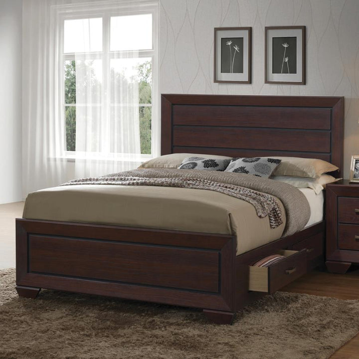 Kauffman Eastern King Storage Bed Dark Cocoa_0