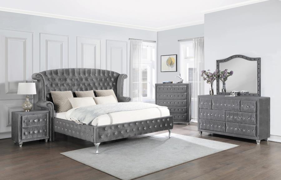 Deanna 4-piece Tufted California King Bedroom Set Grey_1