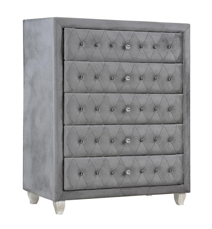 Deanna Upholstered Tufted Bedroom Set Grey_4