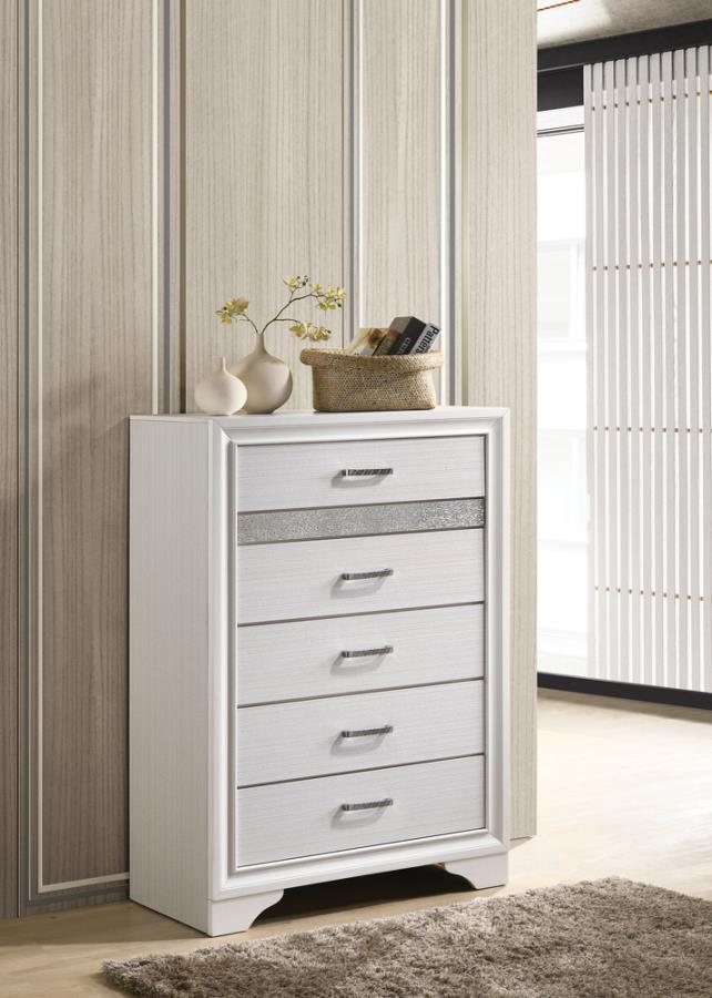 Miranda 5-drawer Chest White and Rhinestone_6