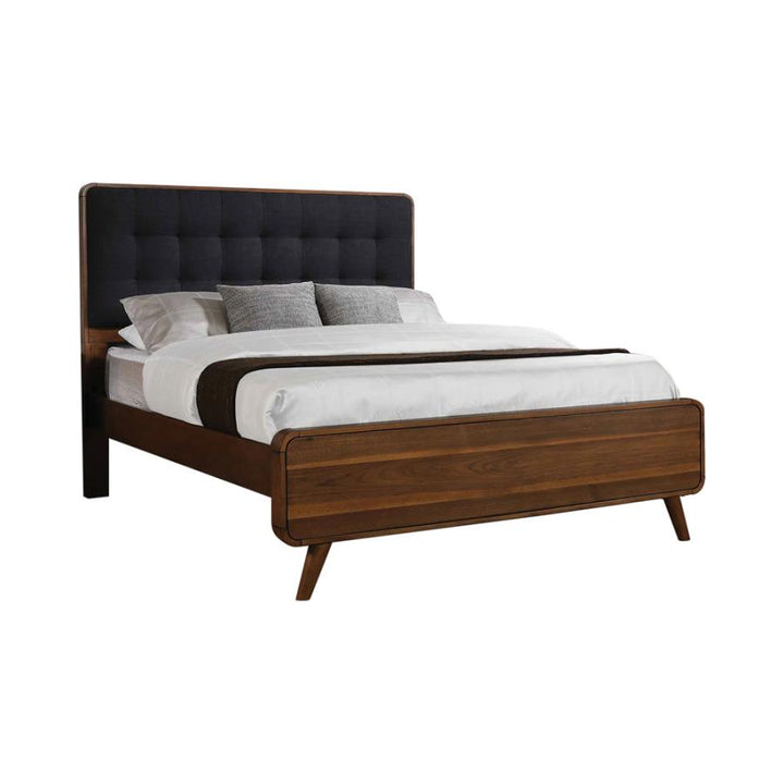 Robyn California King Bed with Upholstered Headboard Dark Walnut_2