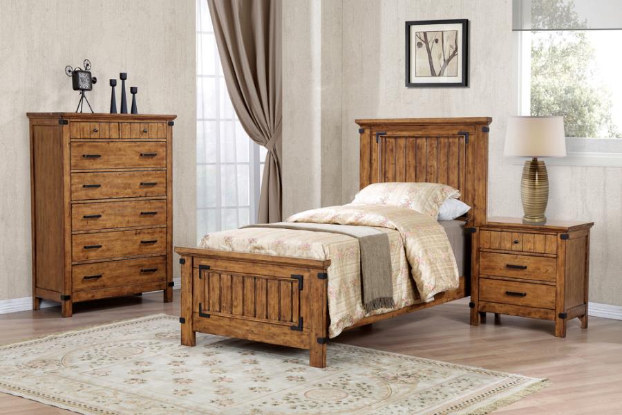 Brenner Twin Panel Bed Rustic Honey_1