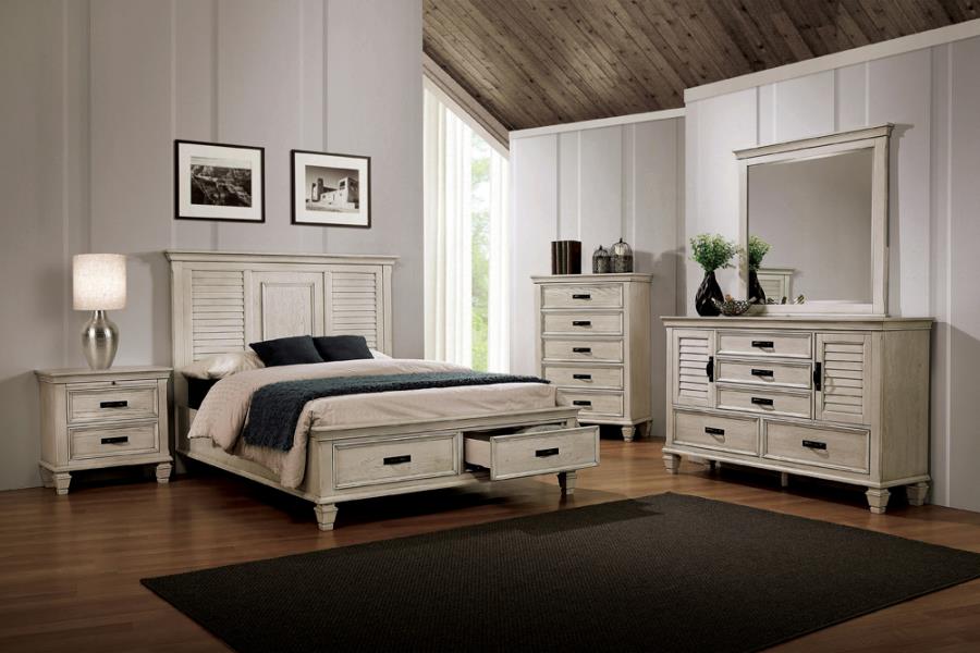 Franco 4-piece California King Storage Bedroom Set Antique White_0