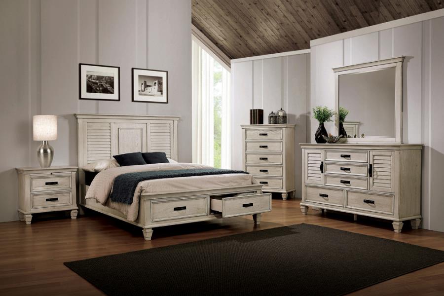 Franco Queen Storage Bed Antique White_0