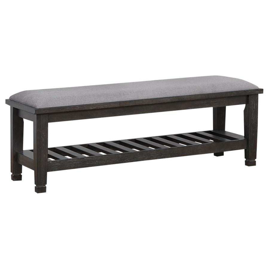 Franco Upholstered Bench with Slatted Shelf Weathered Sage_0