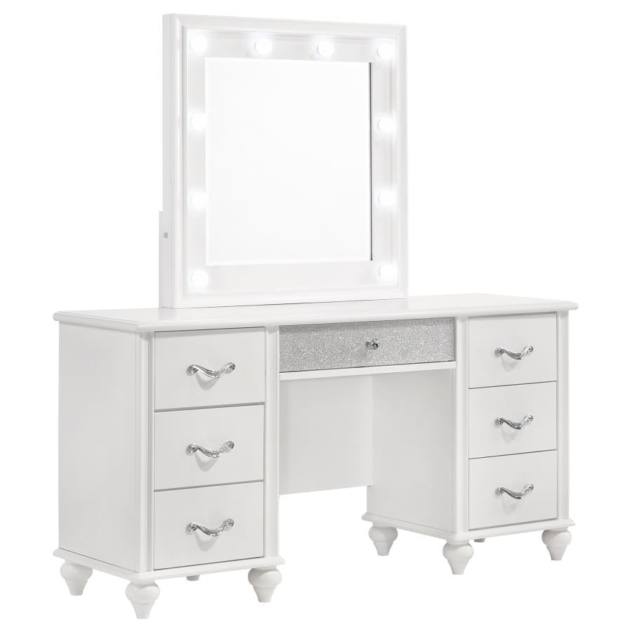 Barzini 7-drawer Vanity Desk with Lighted Mirror White_0