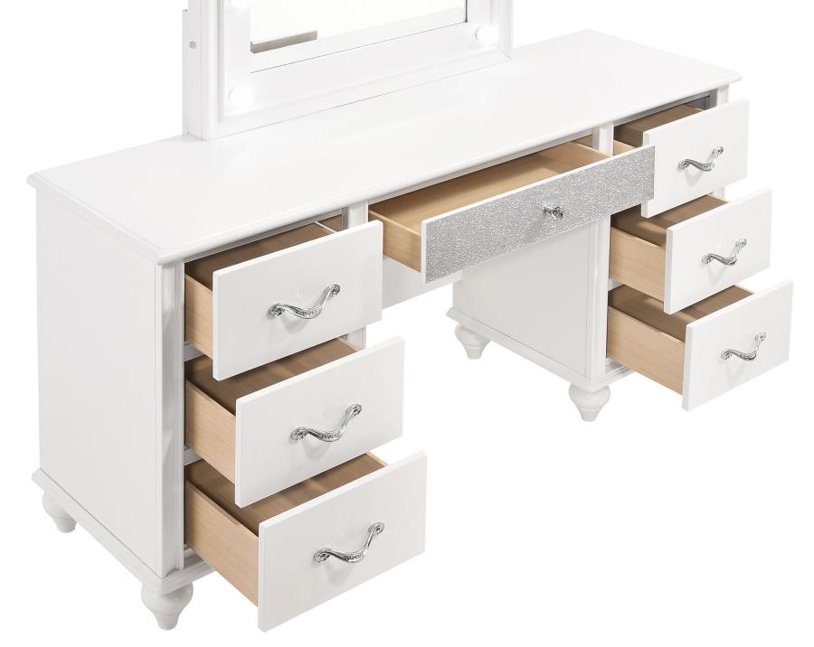 Barzini 7-drawer Vanity Desk with Lighted Mirror White_1
