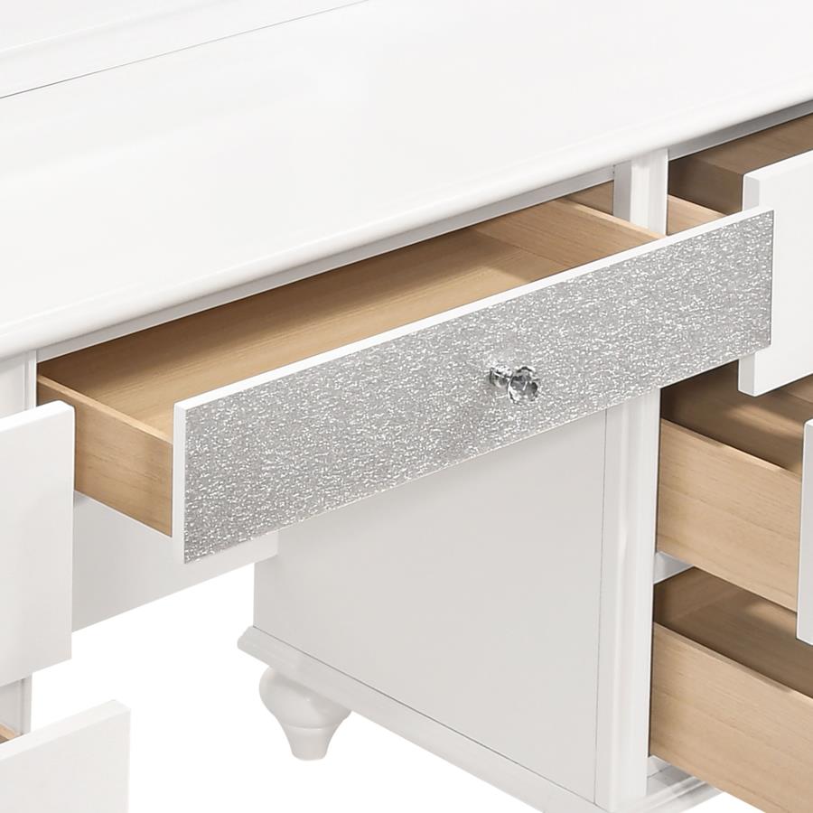 Barzini 7-drawer Vanity Desk with Lighted Mirror White_2