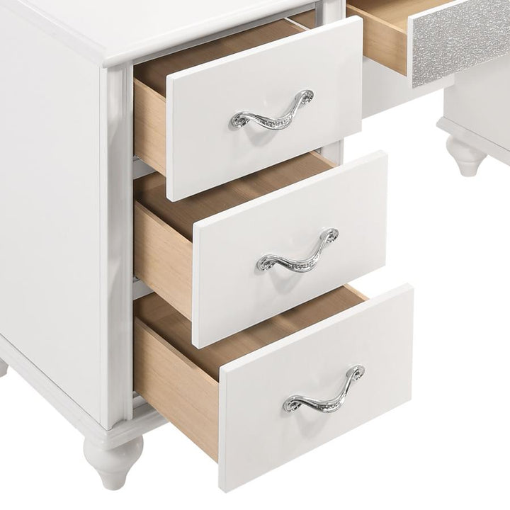 Barzini 7-drawer Vanity Desk with Lighted Mirror White_4